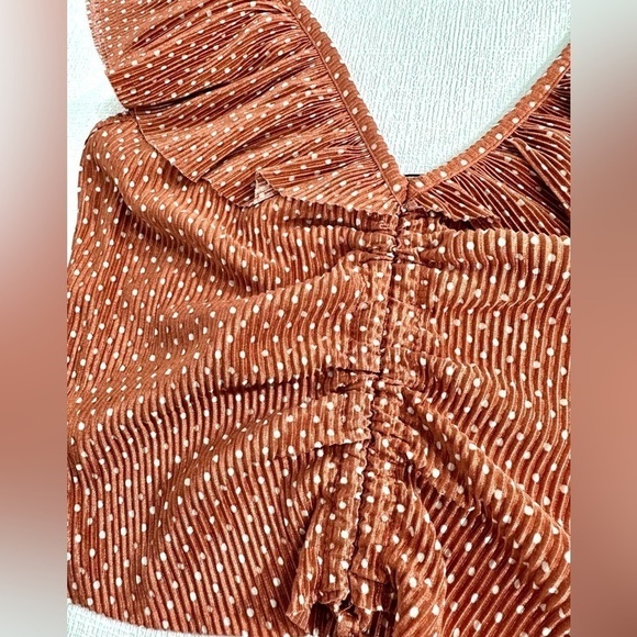 NWT Zara polka dot ruffle sleeve crop top size S - Picture 4 of 6